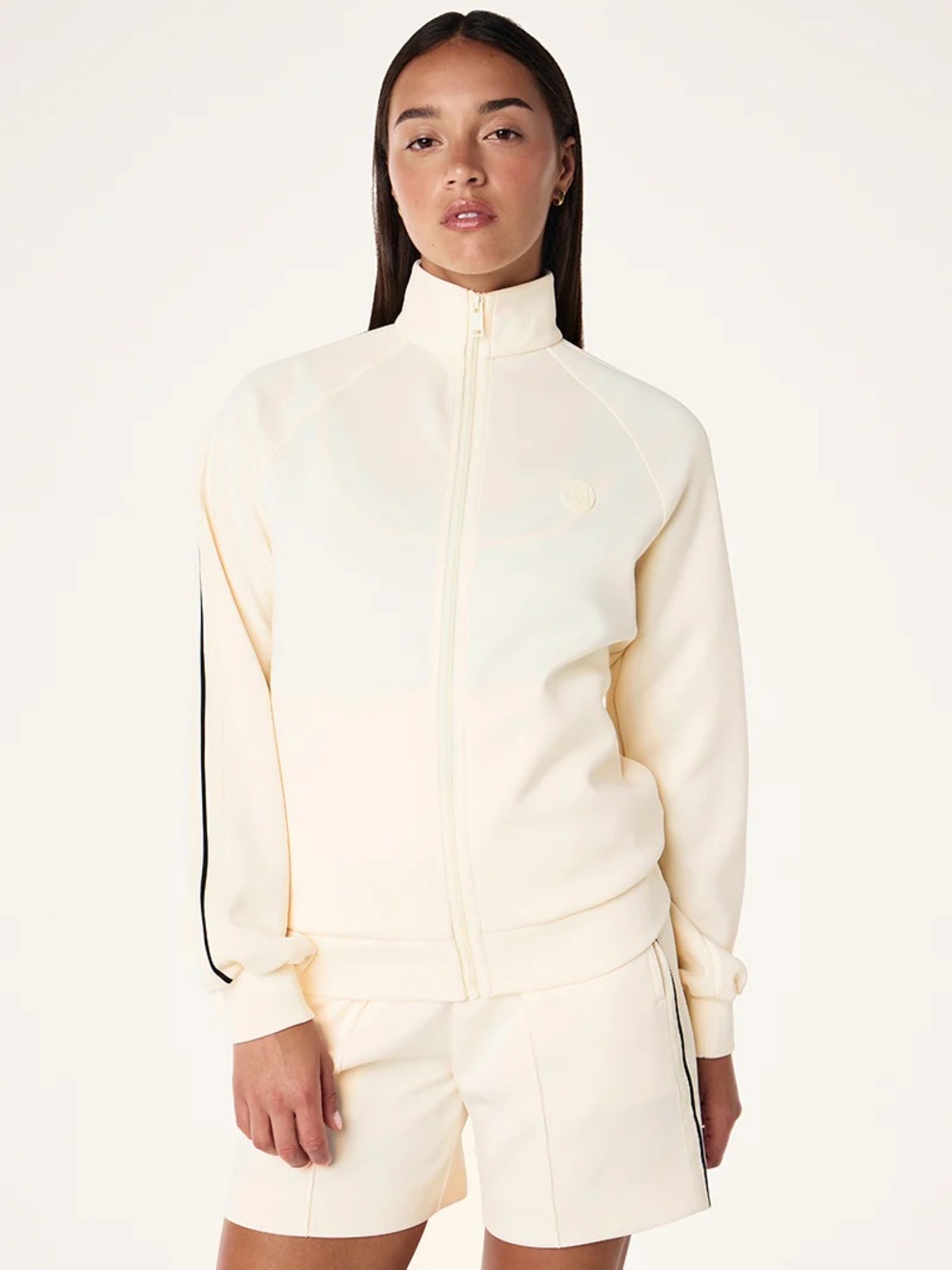 P.E Nation Cream Full-Zip Jacket with Black Trim